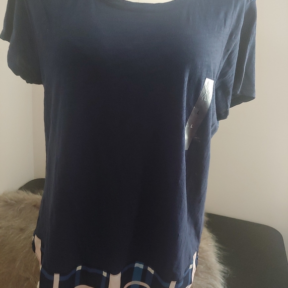 New maison Jules blue scoopneck t-shirt plaid